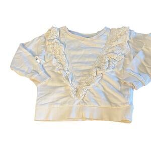 Hop‎ white ruffle lace pullover crew sweatshirt SIZE 3-4